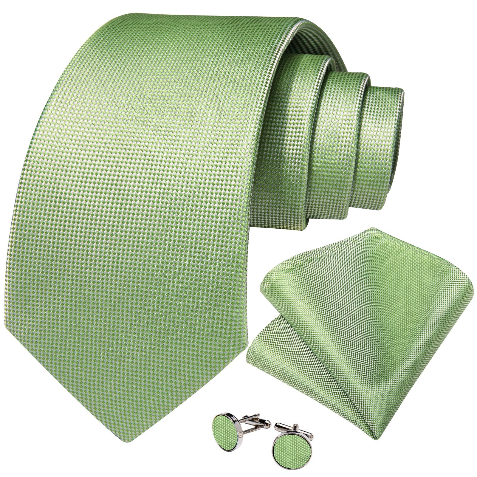 GentCrest Green Plaid Tie Hanky Cufflinks Set - Image 2