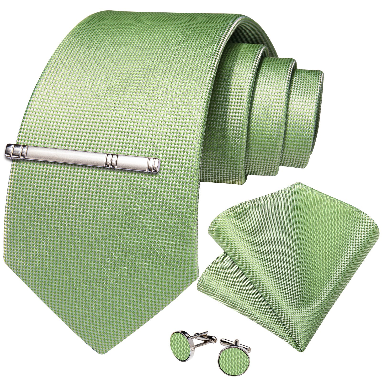 GentCrest Green Plaid Tie Hanky Cufflinks Set - Image 1