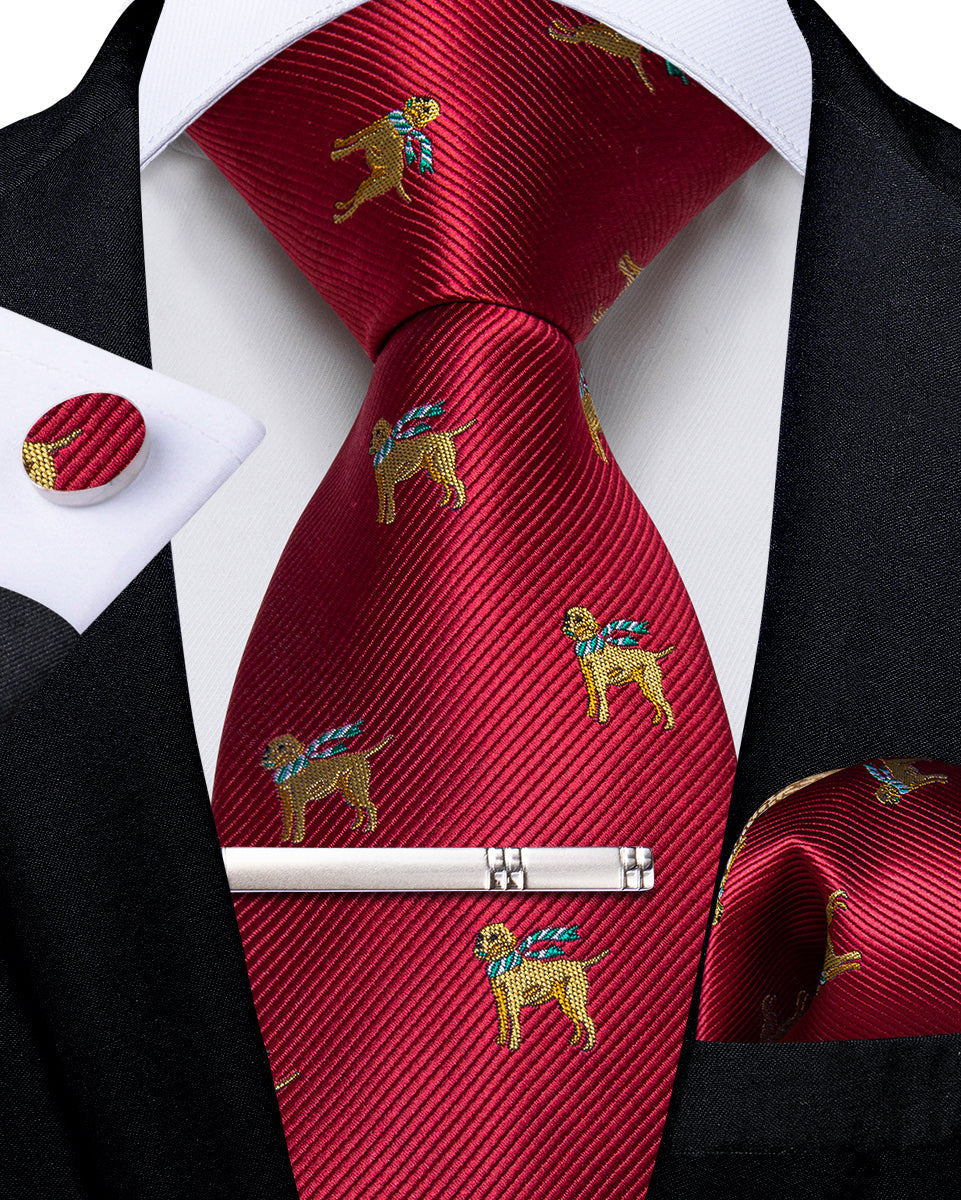 GentCrest Red Classic Tie Hanky Cufflinks Set - Image 2