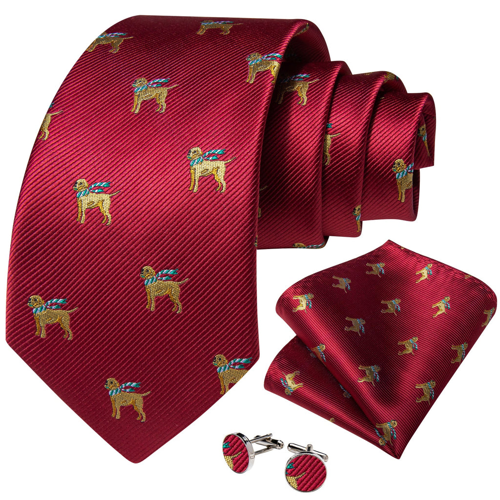 GentCrest Red Classic Tie Hanky Cufflinks Set - Image 2