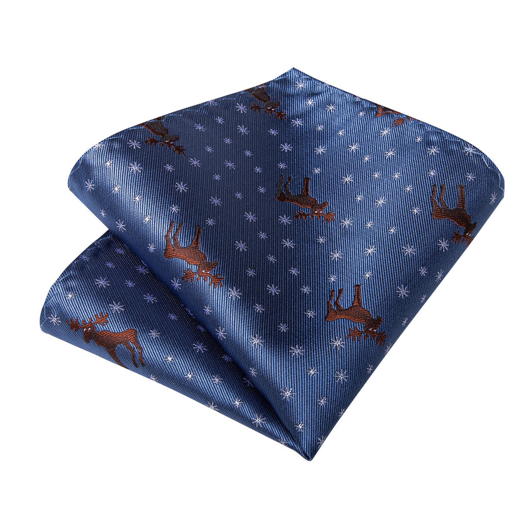 Deers and Snowflakes Tie, Pocket Square, Cufflinks and Tie Clip Silk Tie Set - GentCrest - View 4
