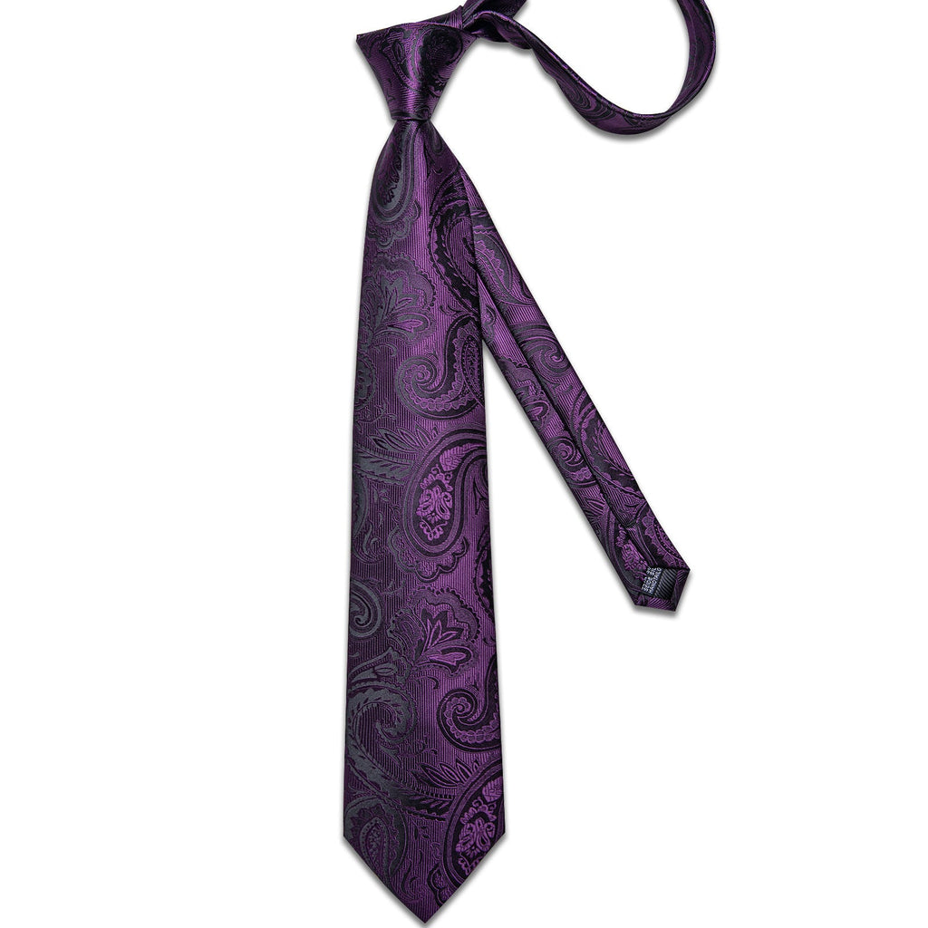 GentCrest Purple Paisley Tie Hanky Cufflinks Set - Image 5