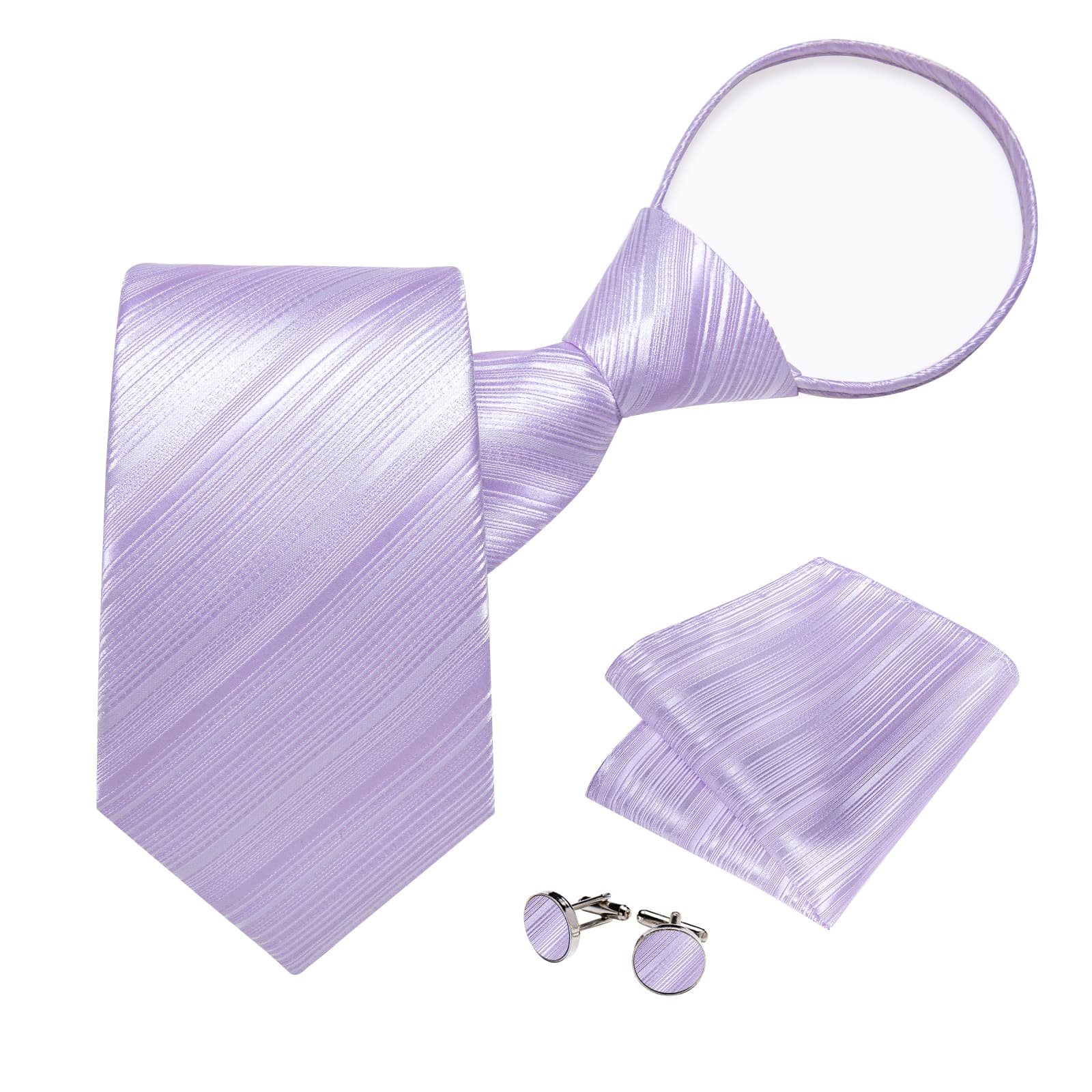 GentCrest Purple Striped Tie Hanky Cufflinks Set - Image 5