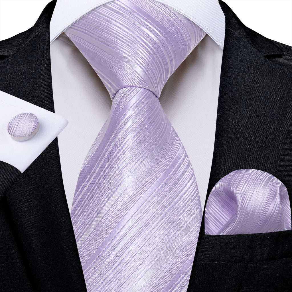 GentCrest Purple Striped Tie Hanky Cufflinks Set - Image 1