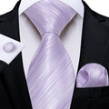 GentCrest Purple Striped Tie Hanky Cufflinks Set - Image 1