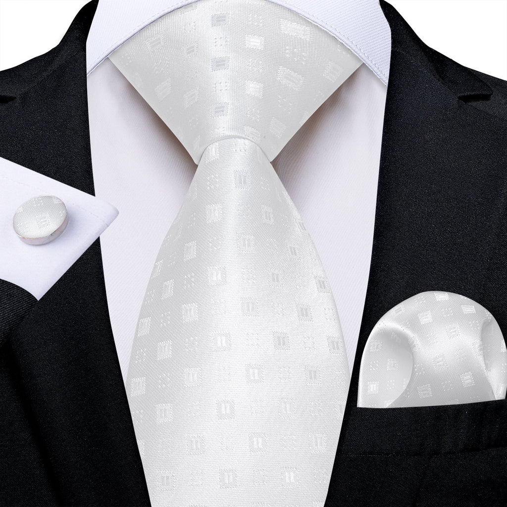 GentCrest White Novelty Tie Hanky Cufflinks Set - Image 1
