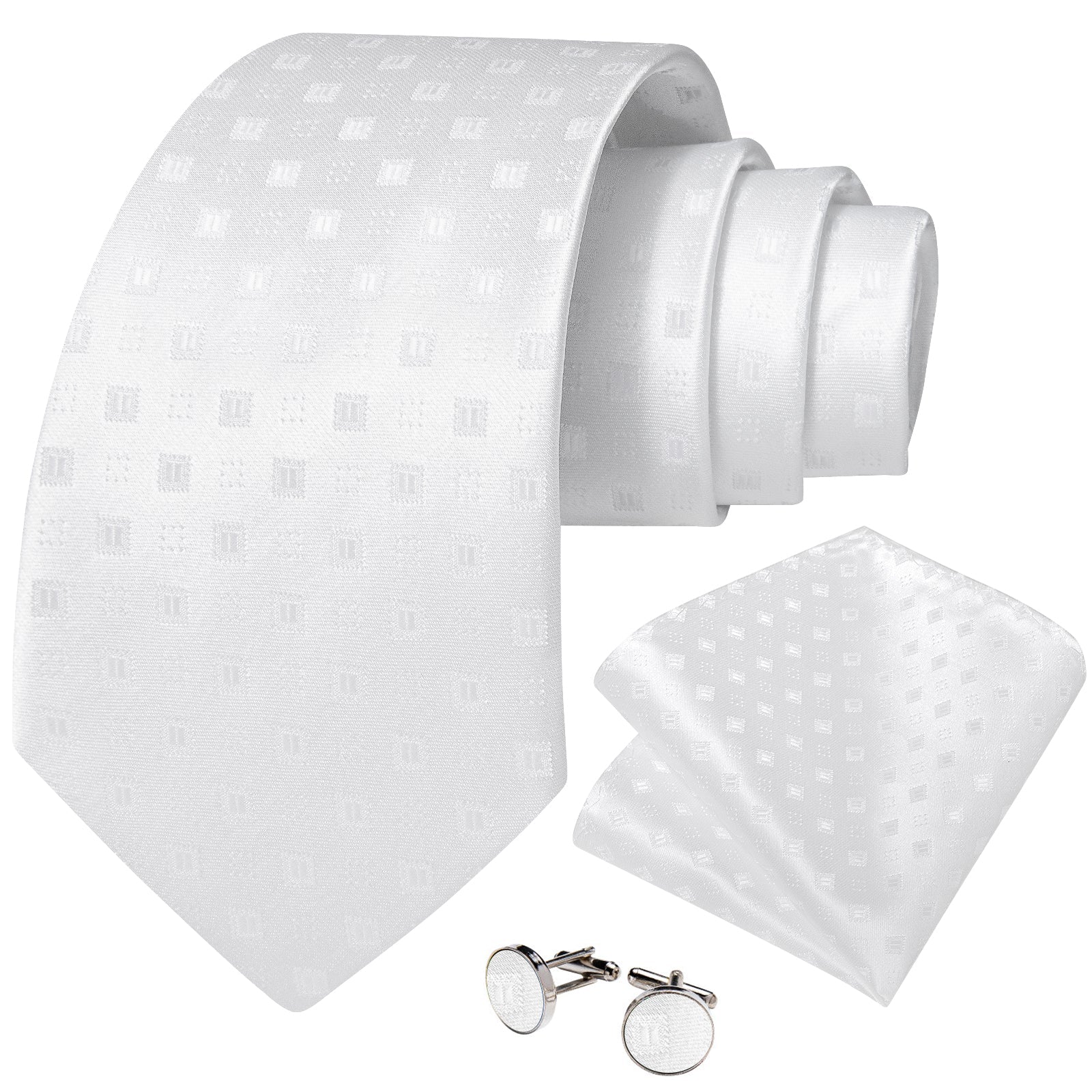 GentCrest White Novelty Tie Hanky Cufflinks Set - Image 2