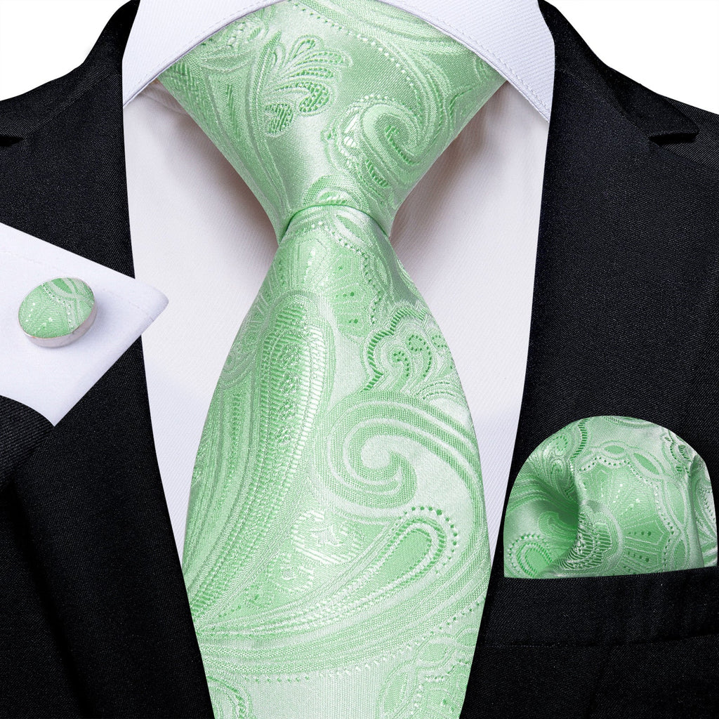 GentCrest Green Paisley Tie Hanky Cufflinks Set - Image 1