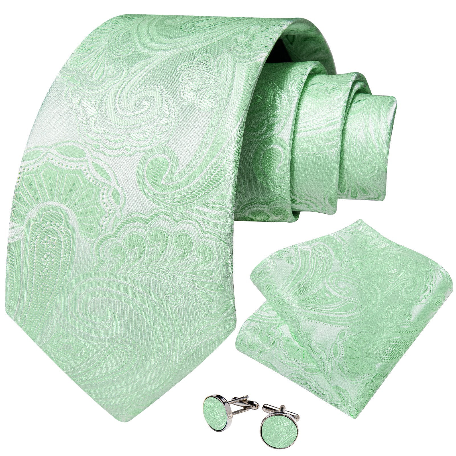 GentCrest Green Paisley Tie Hanky Cufflinks Set - Image 2