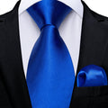 GentCrest Blue Solid 2Pcs Necktie Hanky Set - Image 1