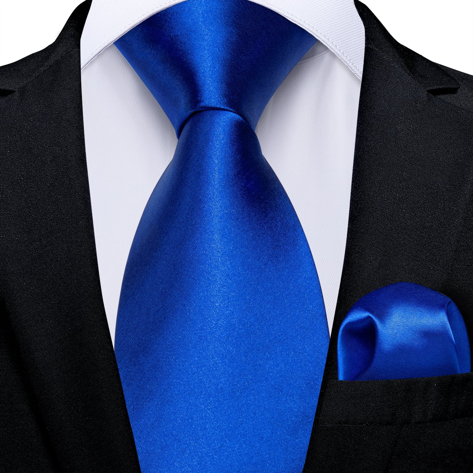 GentCrest Blue Solid 2Pcs Necktie Hanky Set - Image 1