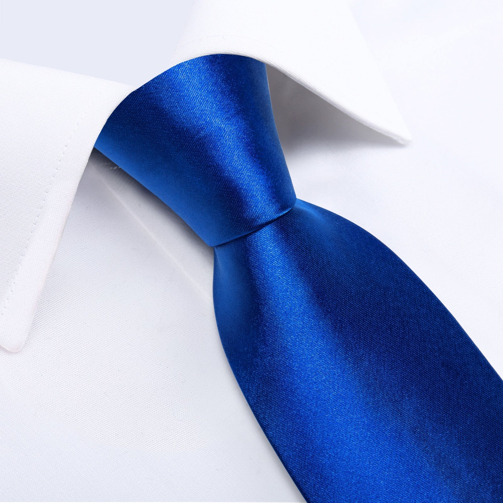 GentCrest Blue Solid 2Pcs Necktie Hanky Set - Image 2
