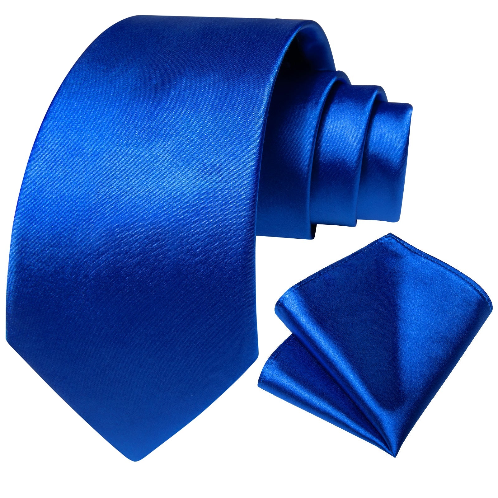 GentCrest Blue Solid 2Pcs Necktie Hanky Set - Image 5