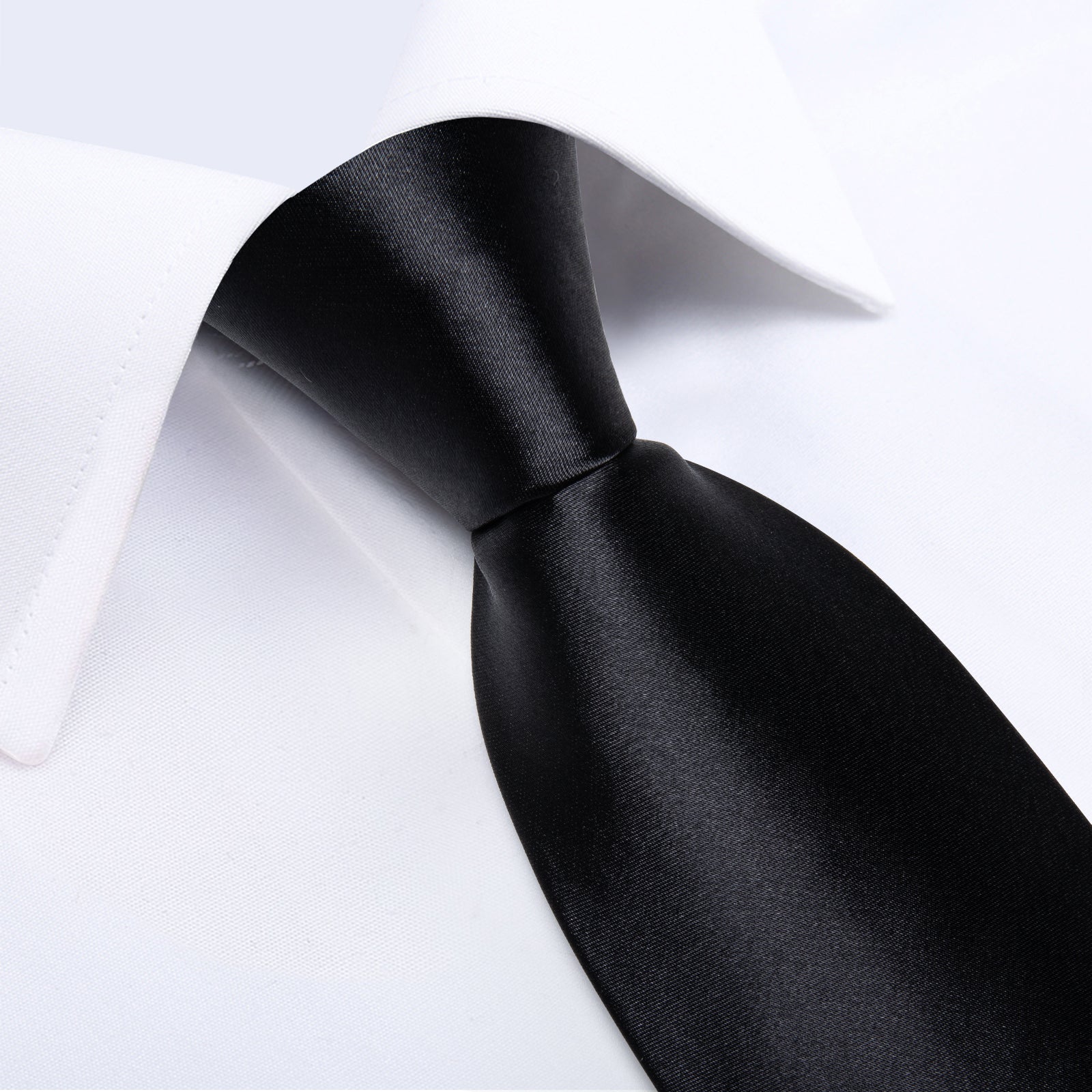 GentCrest Black Solid 2Pcs Necktie Hanky Set - Image 2
