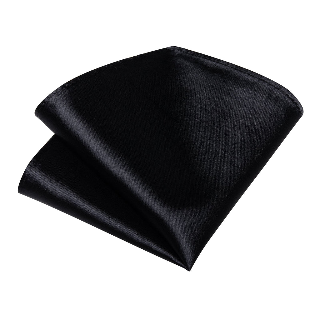 GentCrest Black Solid 2Pcs Necktie Hanky Set - Image 3