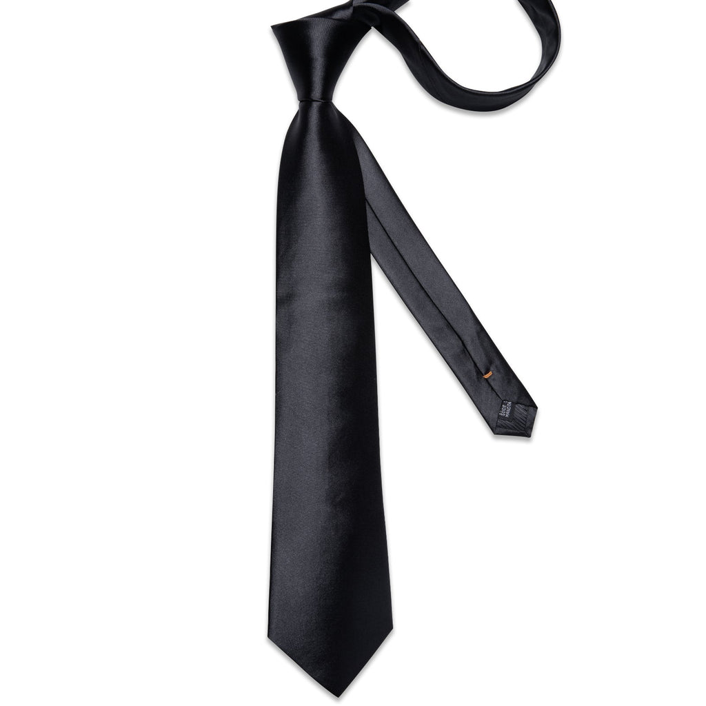 GentCrest Black Solid 2Pcs Necktie Hanky Set - Image 4
