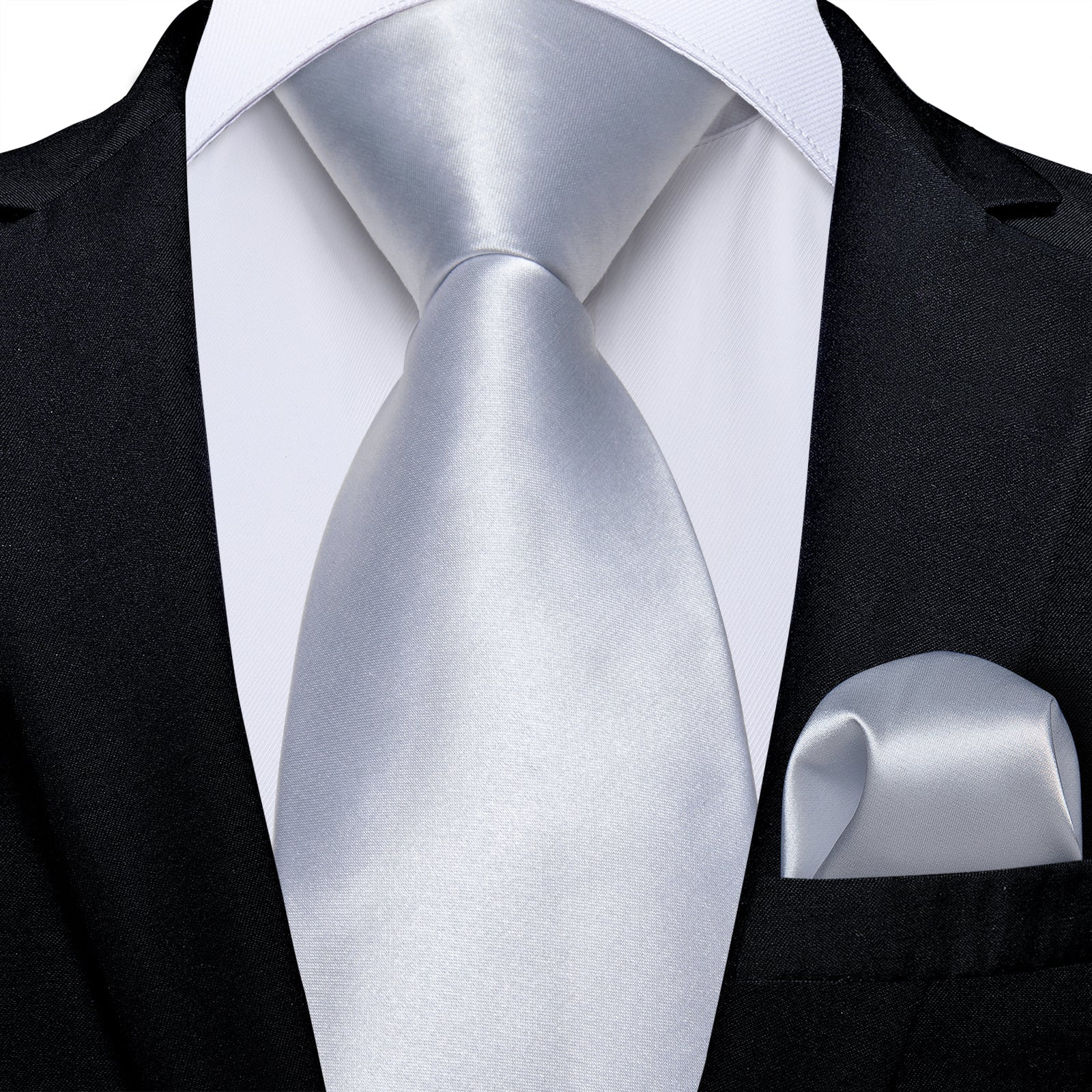 GentCrest White Solid Tie Hanky Cufflinks Set - Image 1