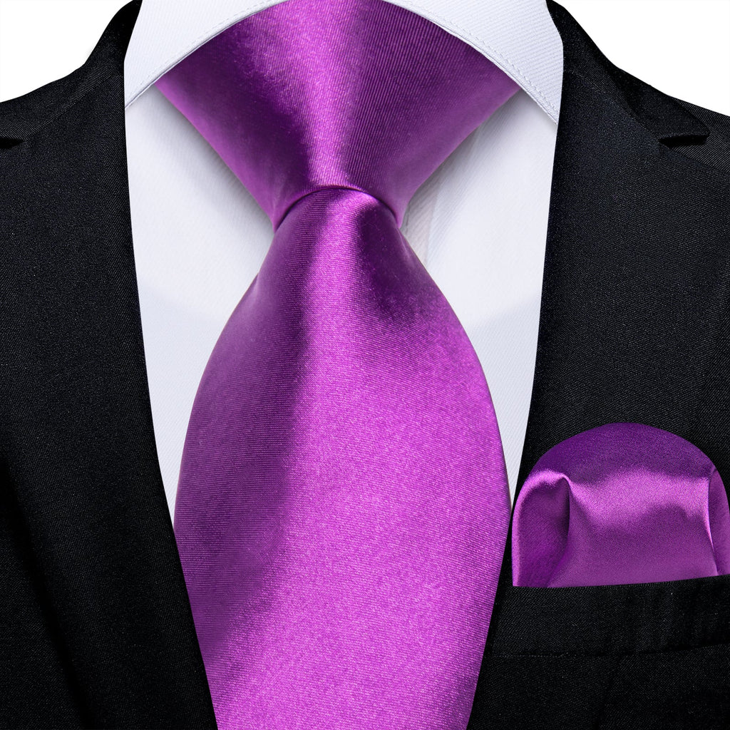 GentCrest Purple Solid Tie Hanky Cufflinks Set - Image 1