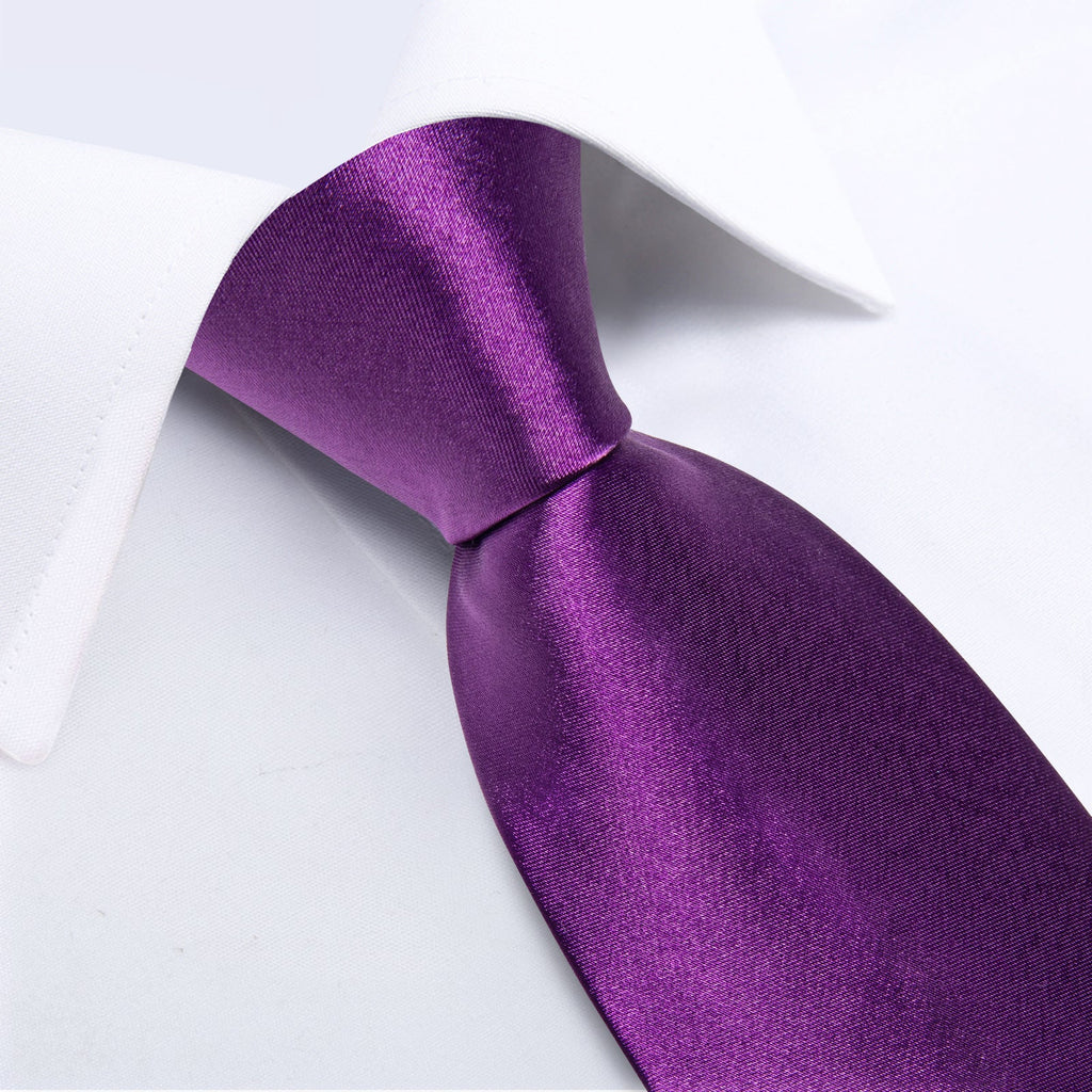 GentCrest Purple Solid Tie Hanky Cufflinks Set - Image 2