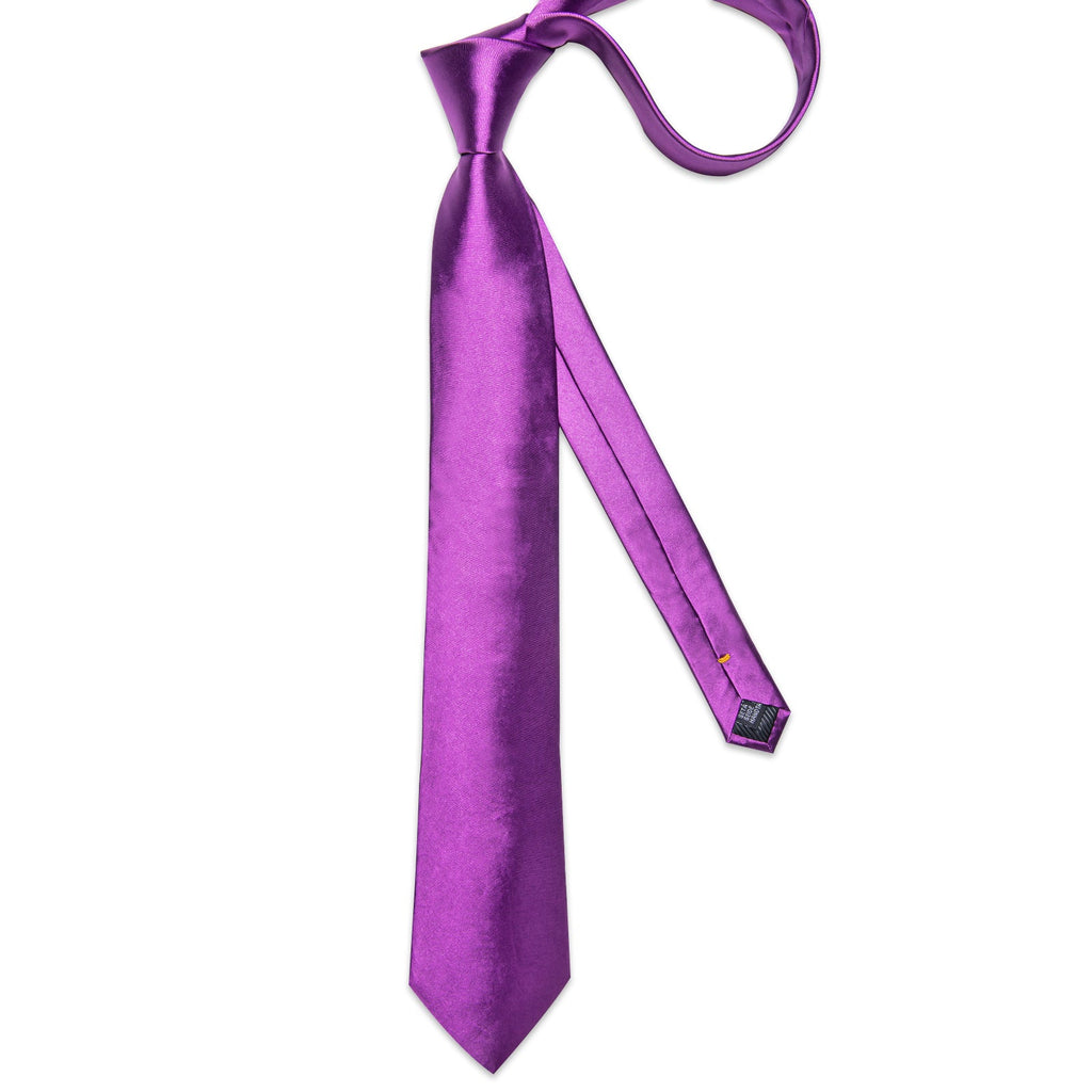 GentCrest Purple Solid Tie Hanky Cufflinks Set - Image 3