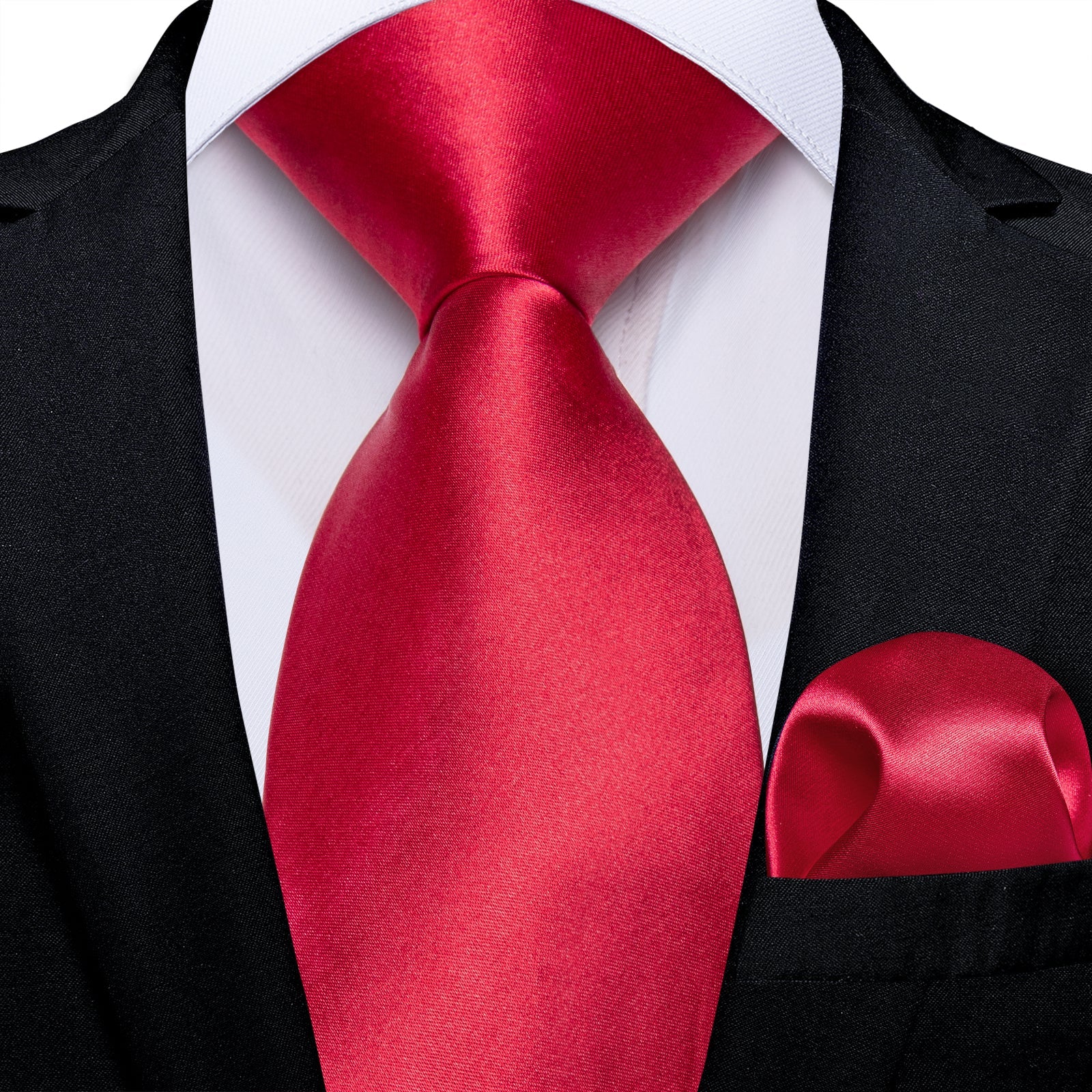 GentCrest Red Solid Tie Hanky Cufflinks Set - Image 2