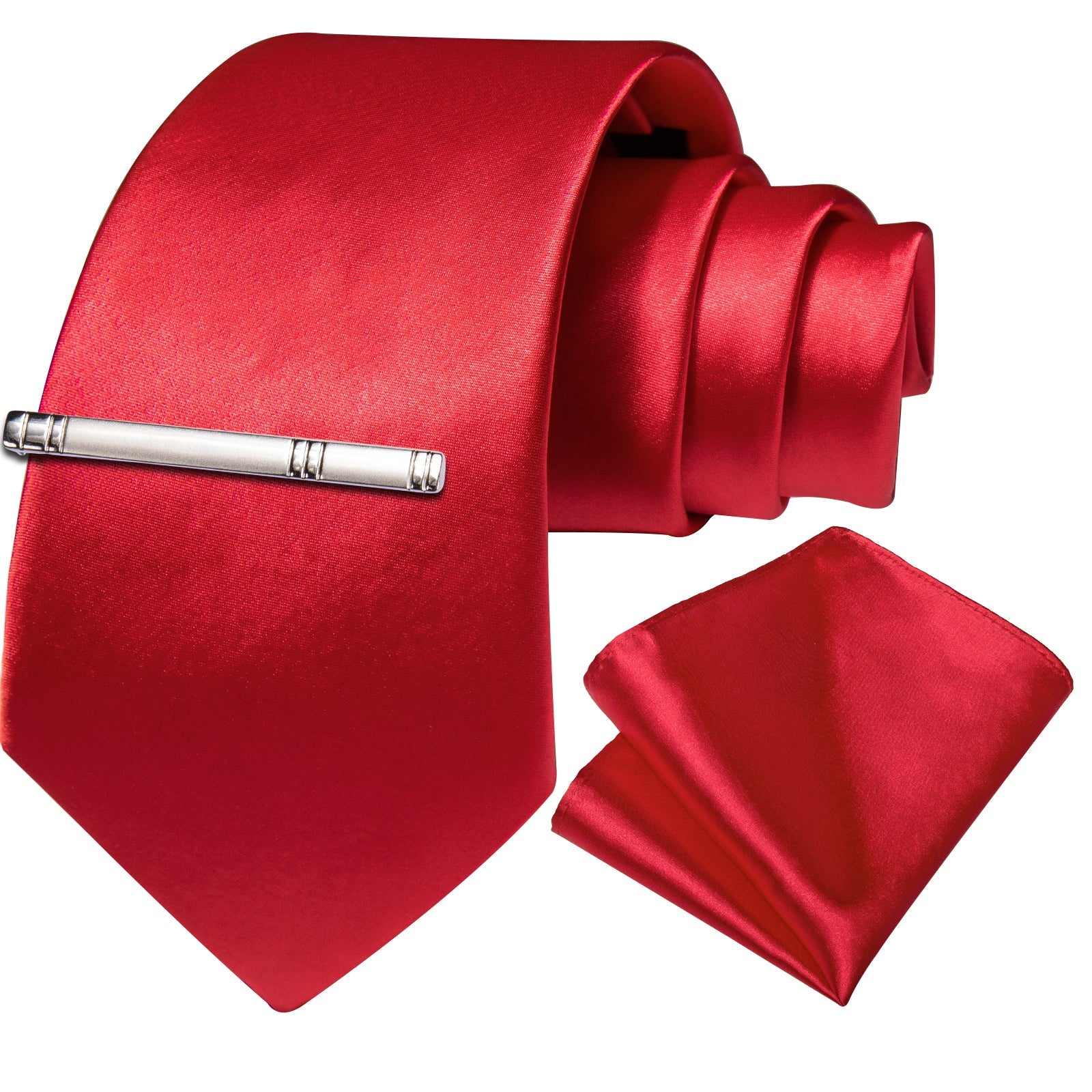 GentCrest Red Solid Tie Hanky Cufflinks Set - Image 1