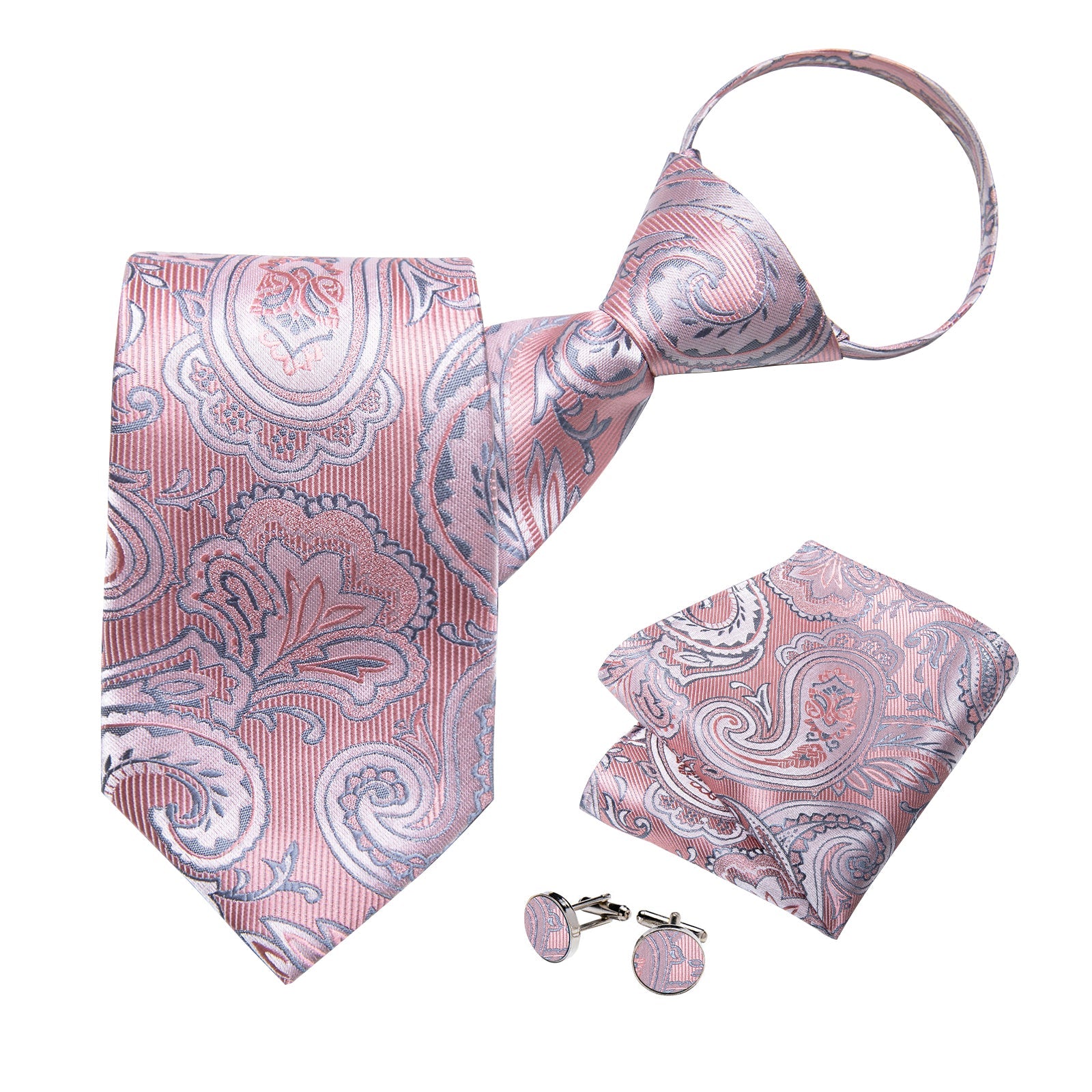 GentCrest Blue Paisley Tie Hanky Cufflinks Set - Image 3