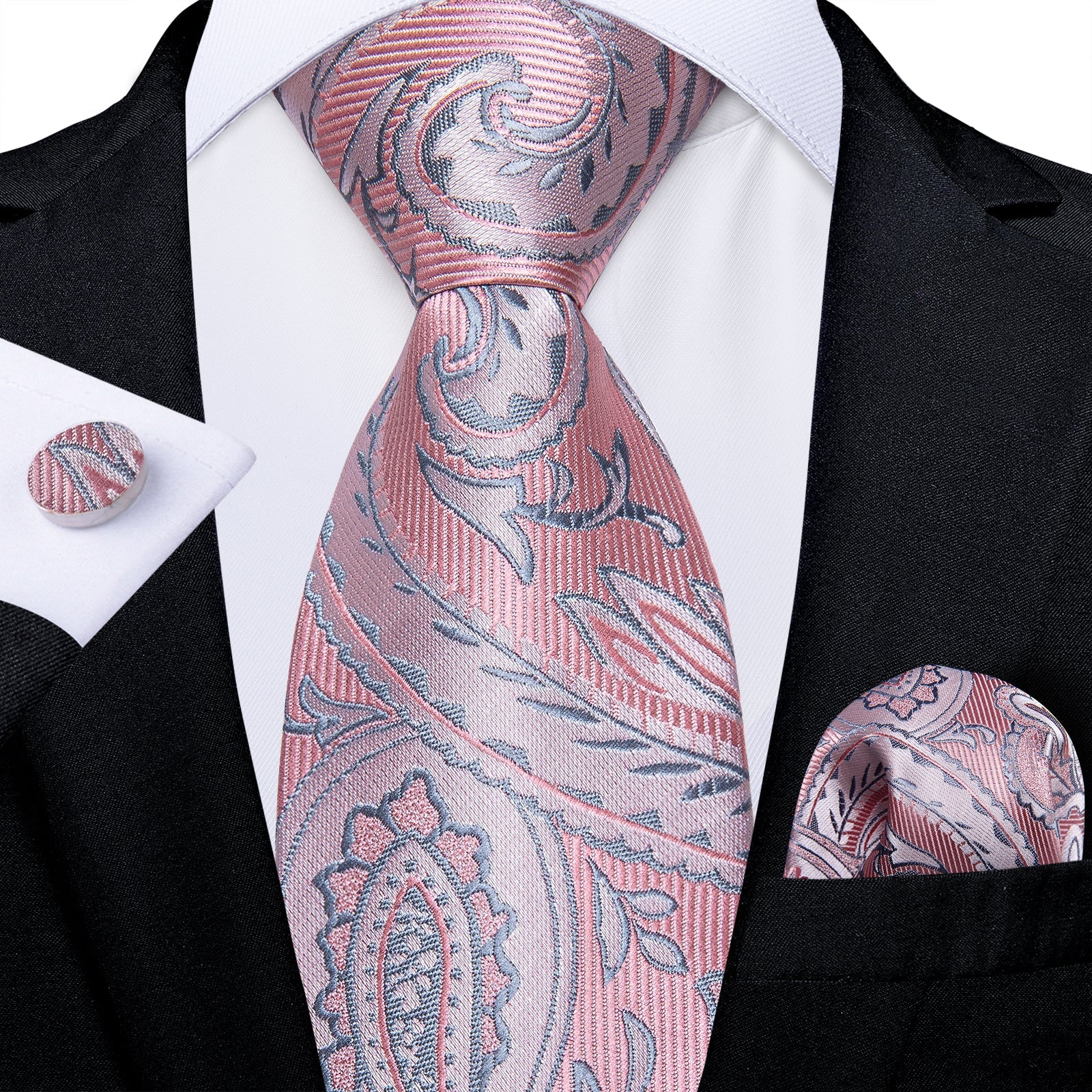 GentCrest Blue Paisley Tie Hanky Cufflinks Set - Image 2