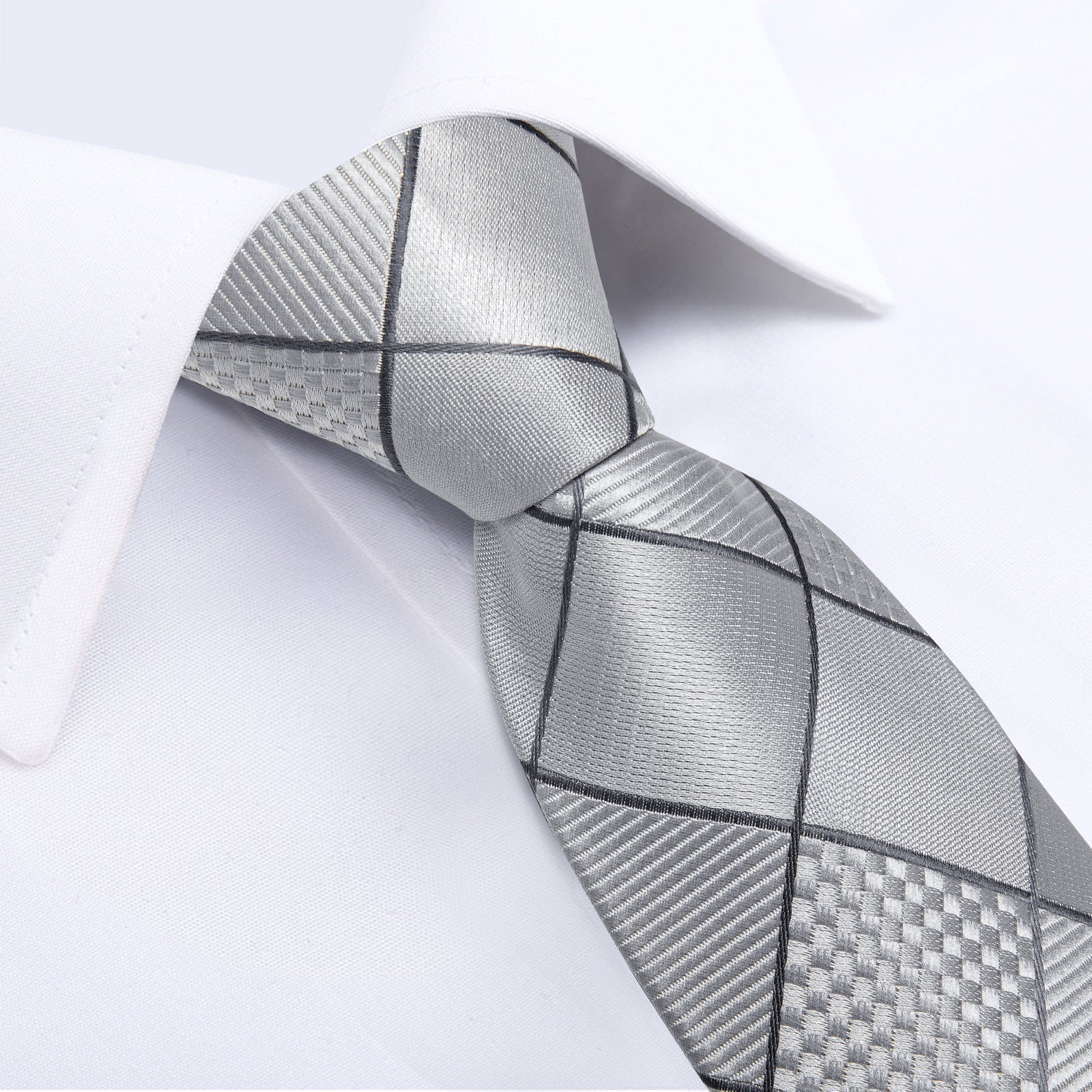 GentCrest Grey Plaid Tie Hanky Cufflinks Set - Image 4