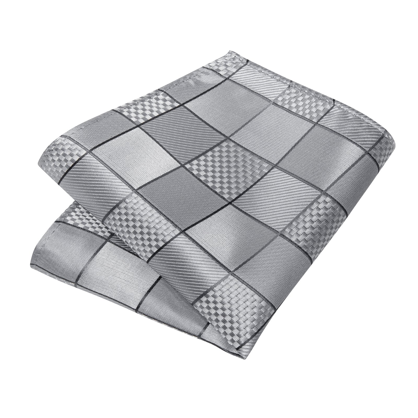 GentCrest Grey Plaid Tie Hanky Cufflinks Set - Image 6