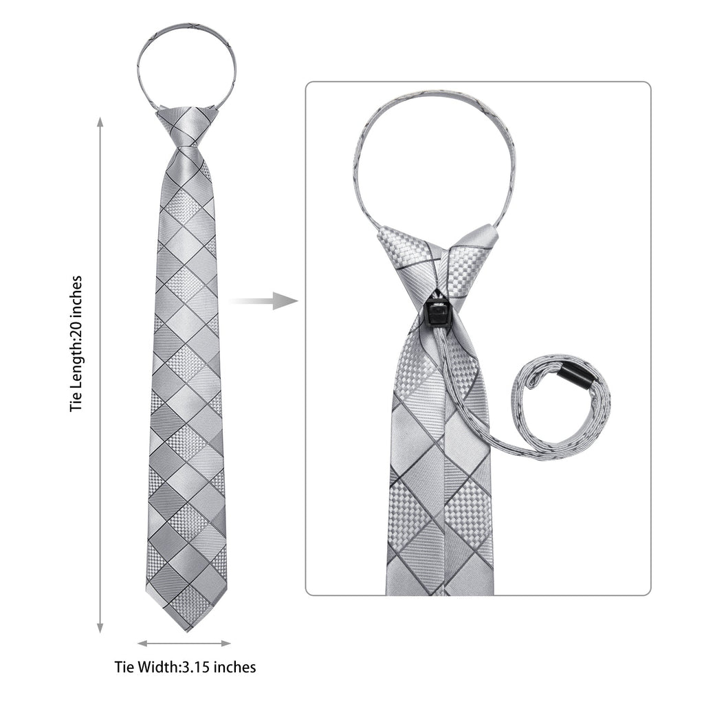 GentCrest Grey Plaid Tie Hanky Cufflinks Set - Image 5
