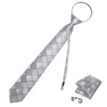 GentCrest Grey Plaid Tie Hanky Cufflinks Set - Image 1