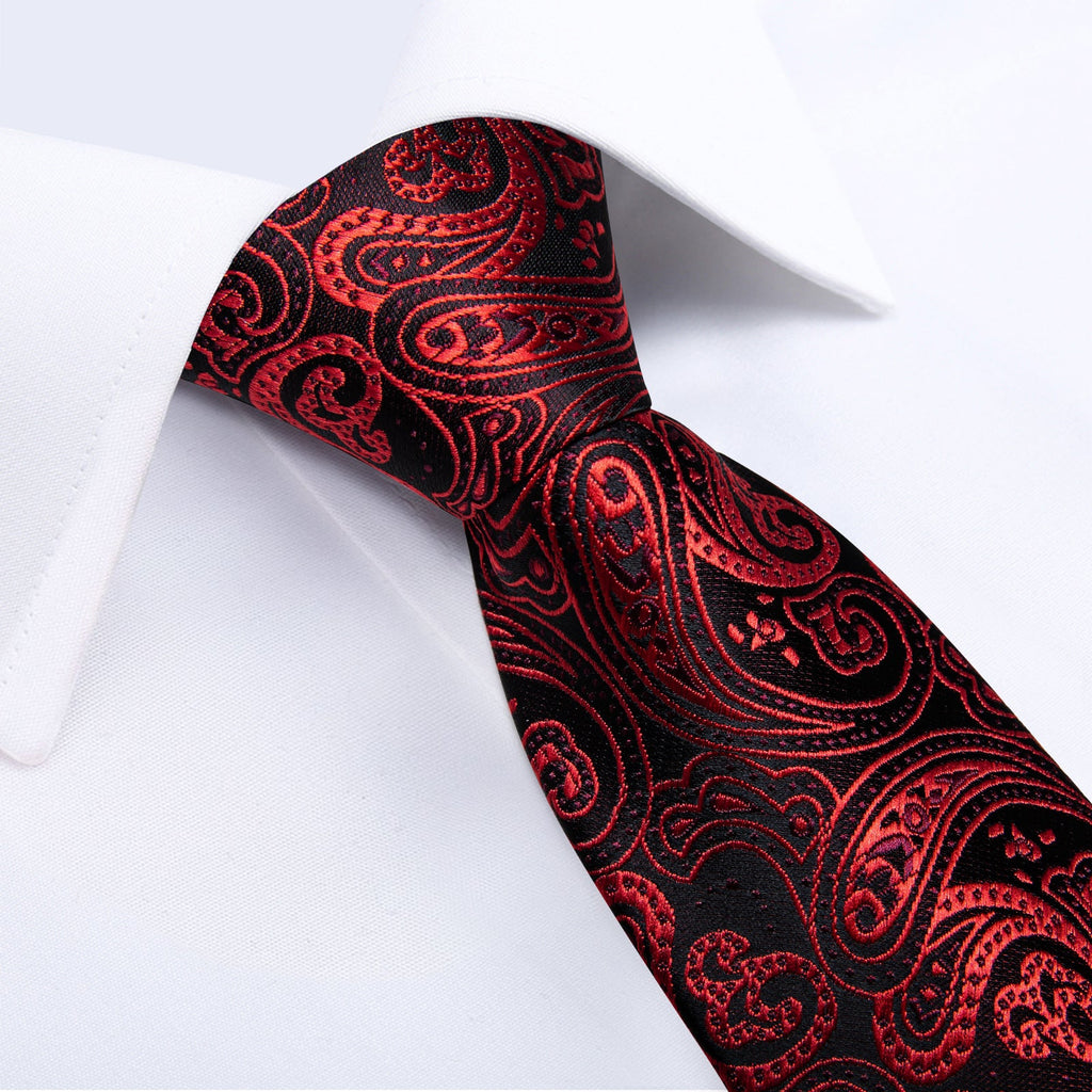 GentCrest Black Paisley Tie Hanky Cufflinks Set - Image 4