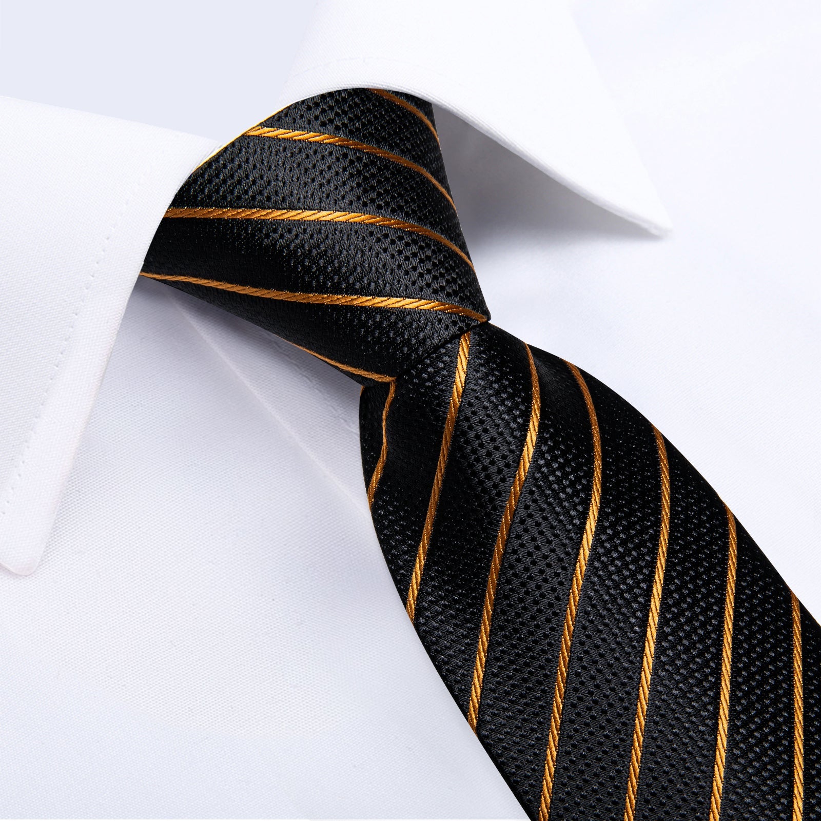 GentCrest Black Striped Tie Hanky Cufflinks Set - Image 3