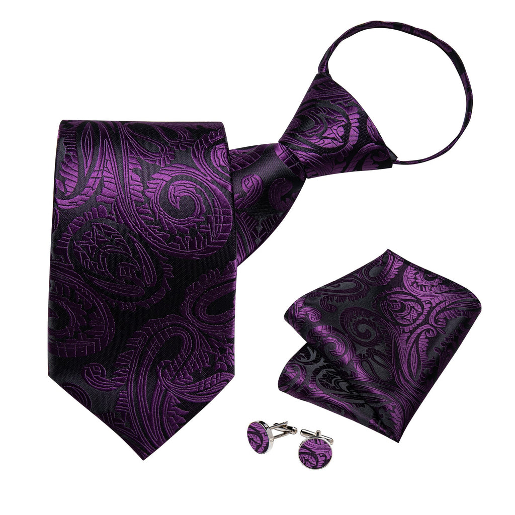 GentCrest Black Paisley Tie Hanky Cufflinks Set - Image 3