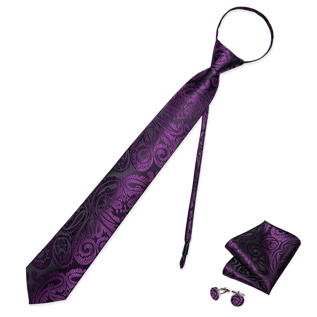 GentCrest Black Paisley Tie Hanky Cufflinks Set - Image 1