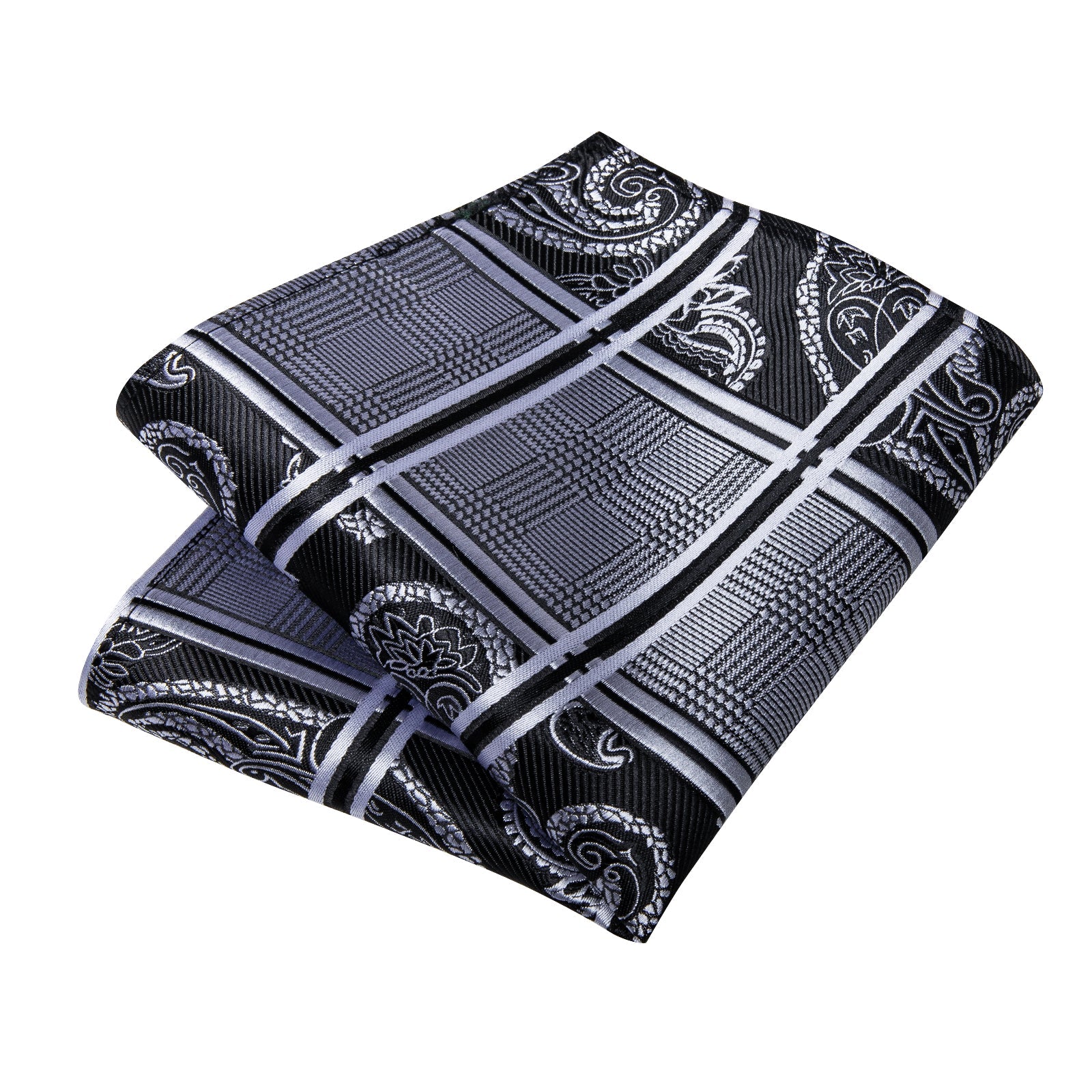 GentCrest Black Plaid Tie Hanky Cufflinks Set - Image 5