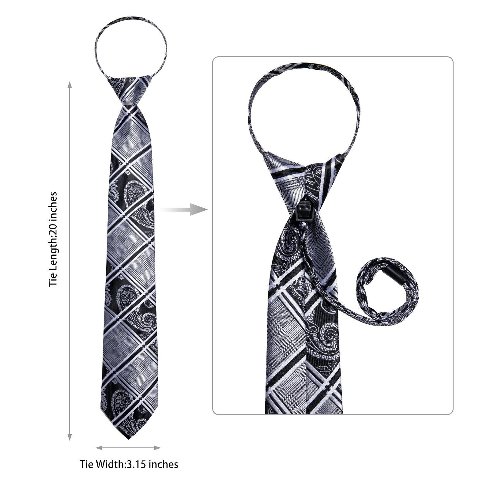 GentCrest Black Plaid Tie Hanky Cufflinks Set - Image 6