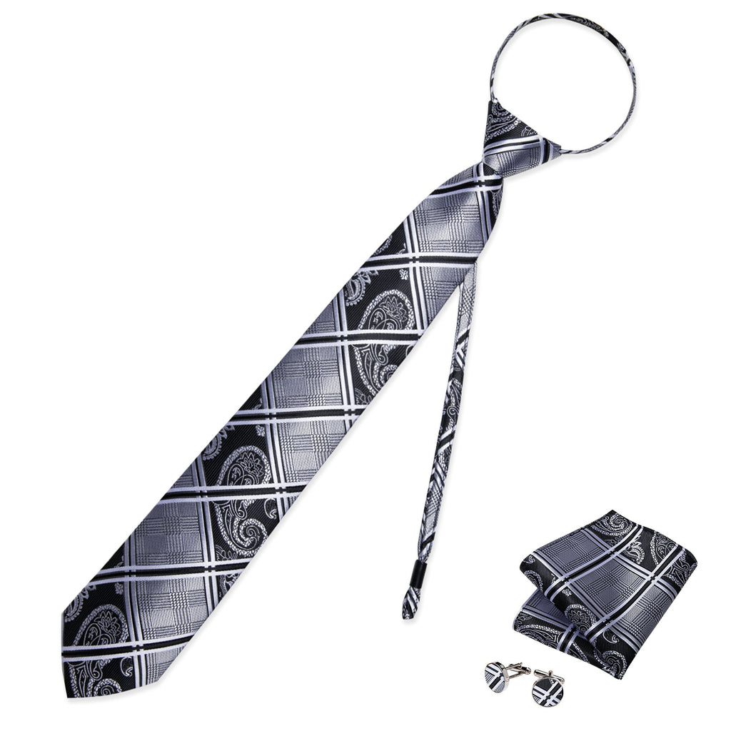 GentCrest Black Plaid Tie Hanky Cufflinks Set - Image 1