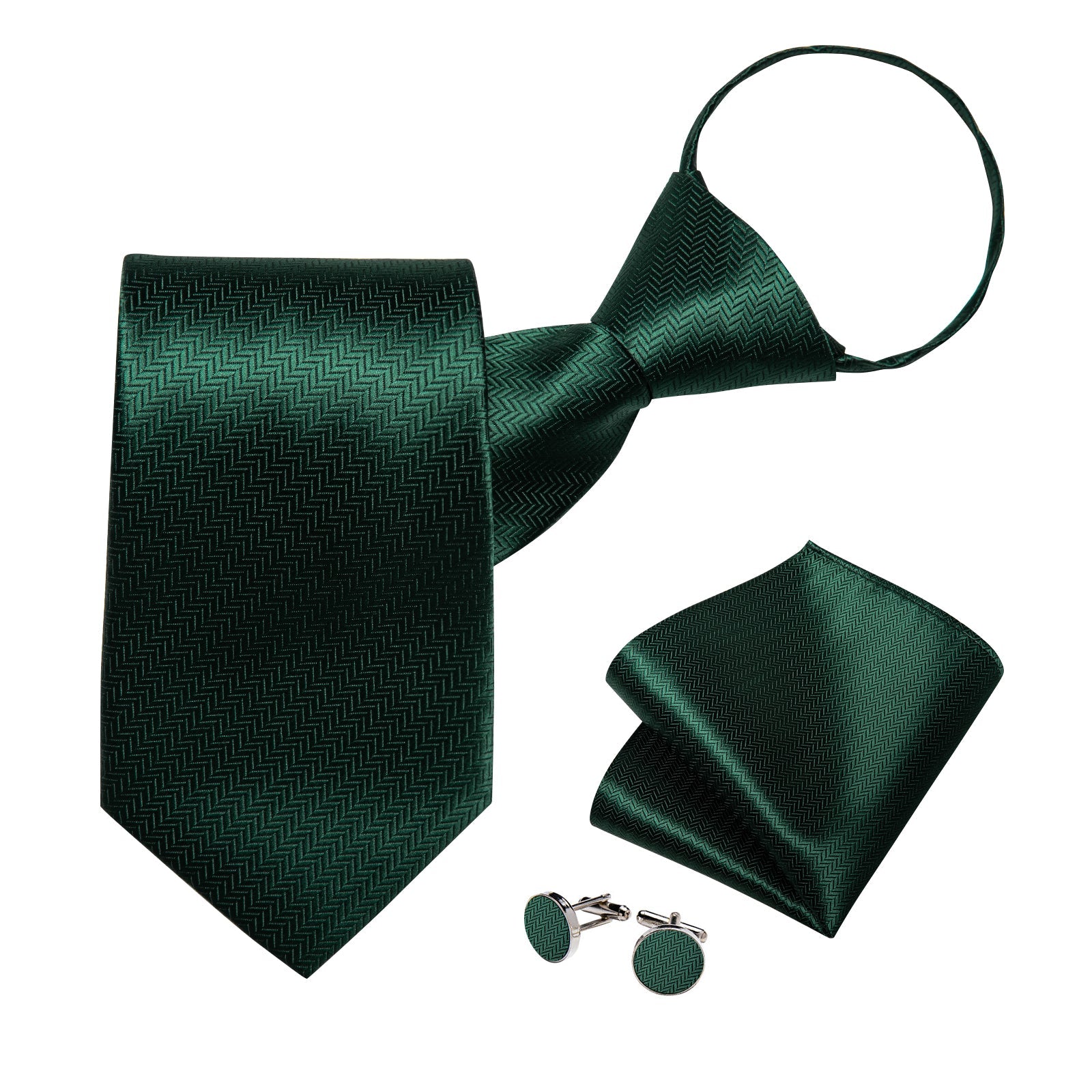 GentCrest Red Solid Tie Hanky Cufflinks Set - Image 3