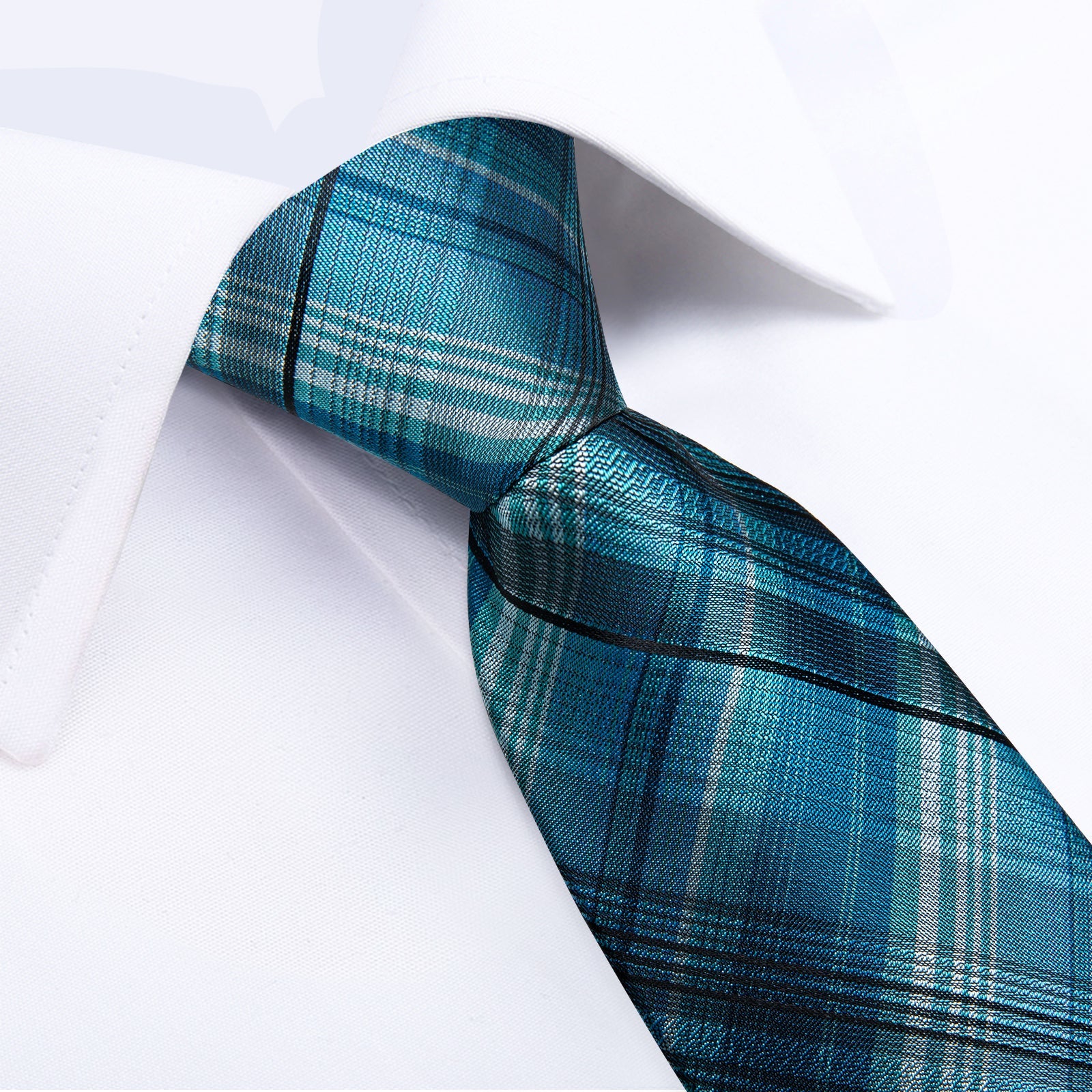 GentCrest Blue Plaid Tie Hanky Cufflinks Set - Image 4
