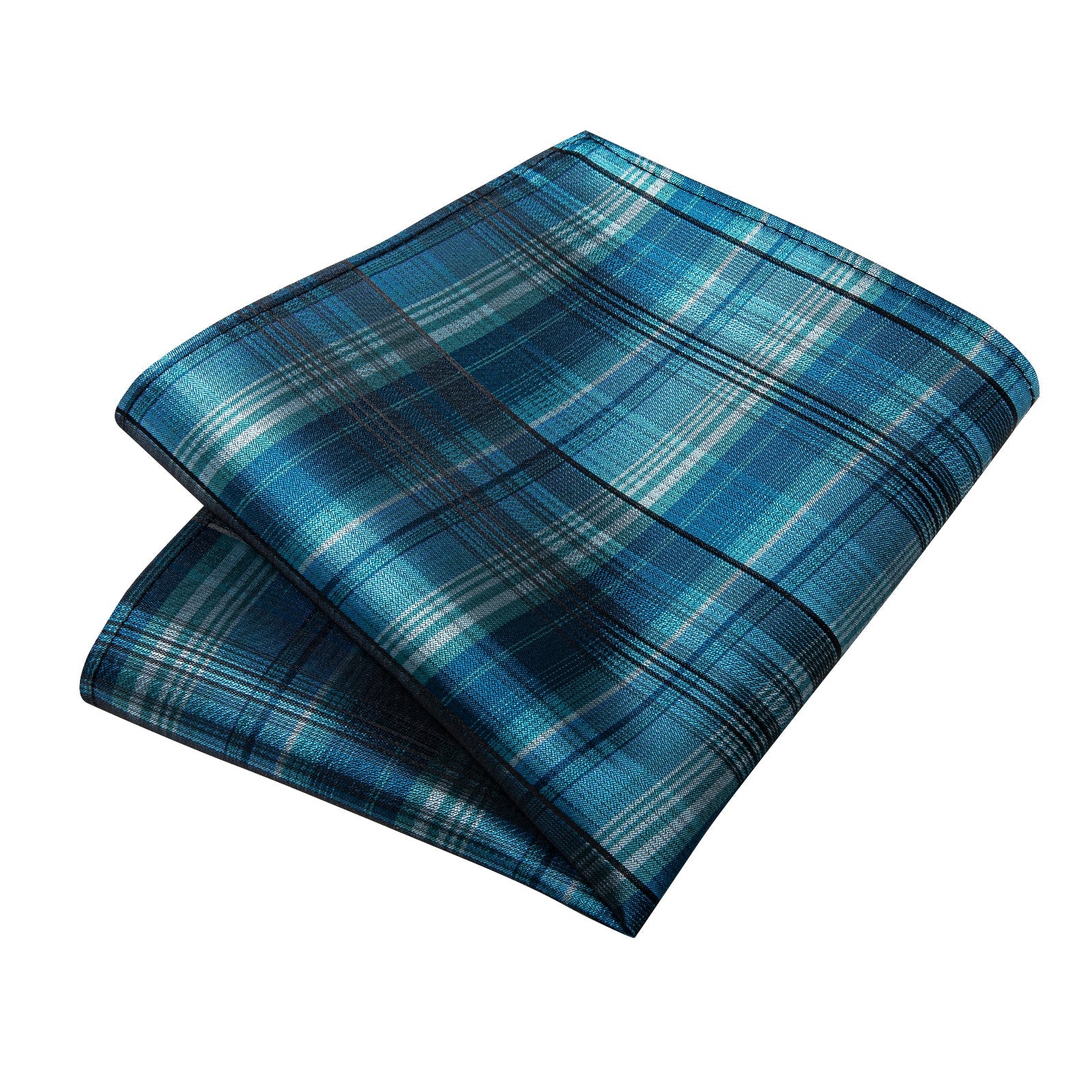 GentCrest Blue Plaid Tie Hanky Cufflinks Set - Image 7