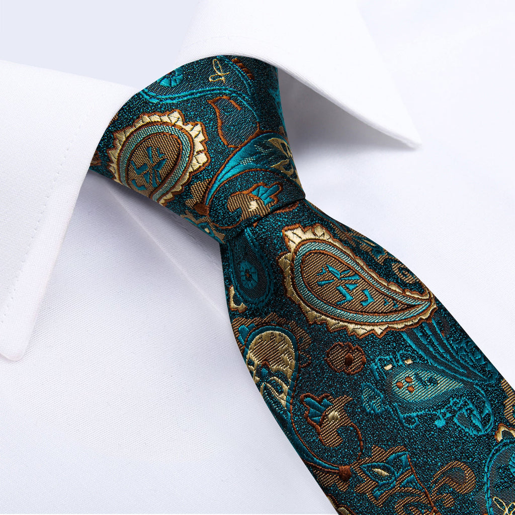 GentCrest Blue Paisley Tie Hanky Cufflinks Set - Image 5