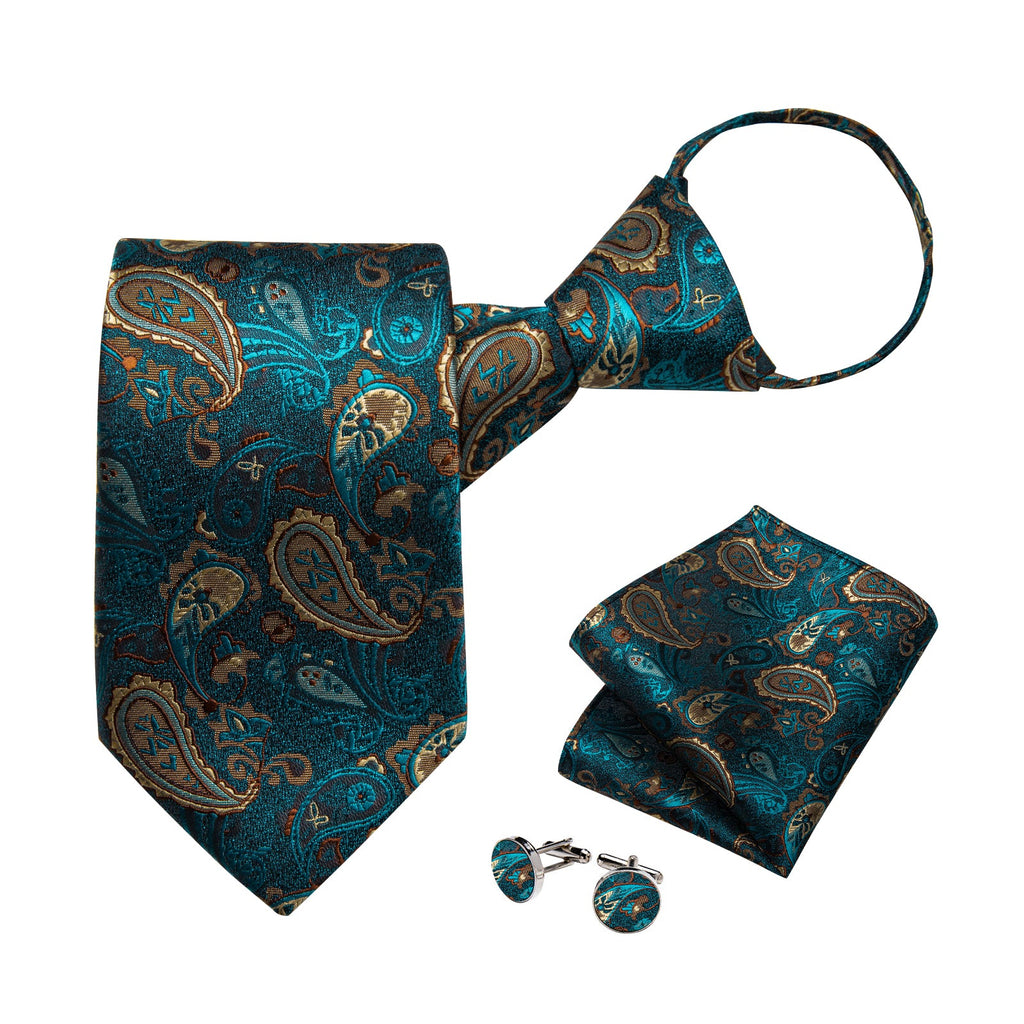GentCrest Blue Paisley Tie Hanky Cufflinks Set - Image 3