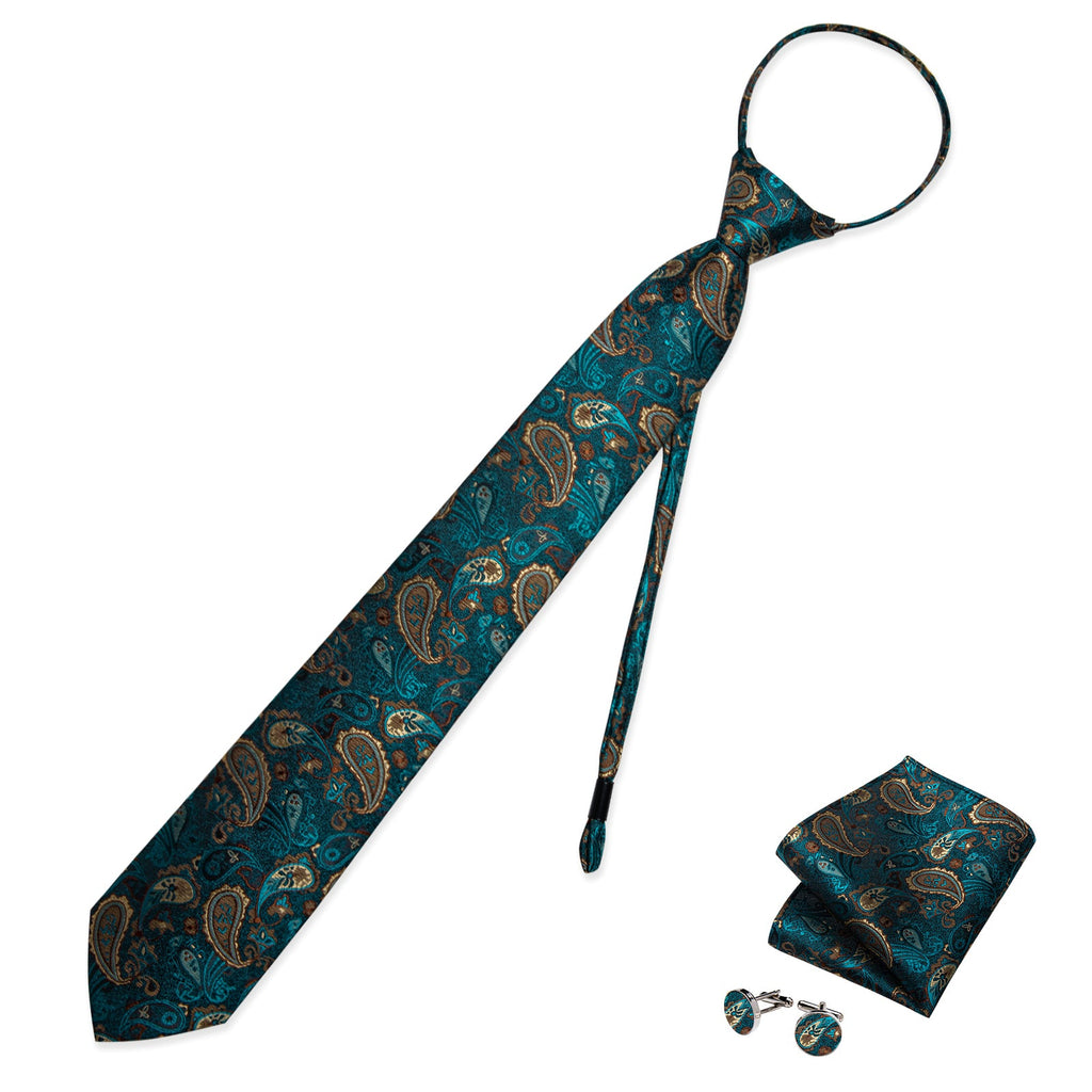 GentCrest Blue Paisley Tie Hanky Cufflinks Set - Image 1