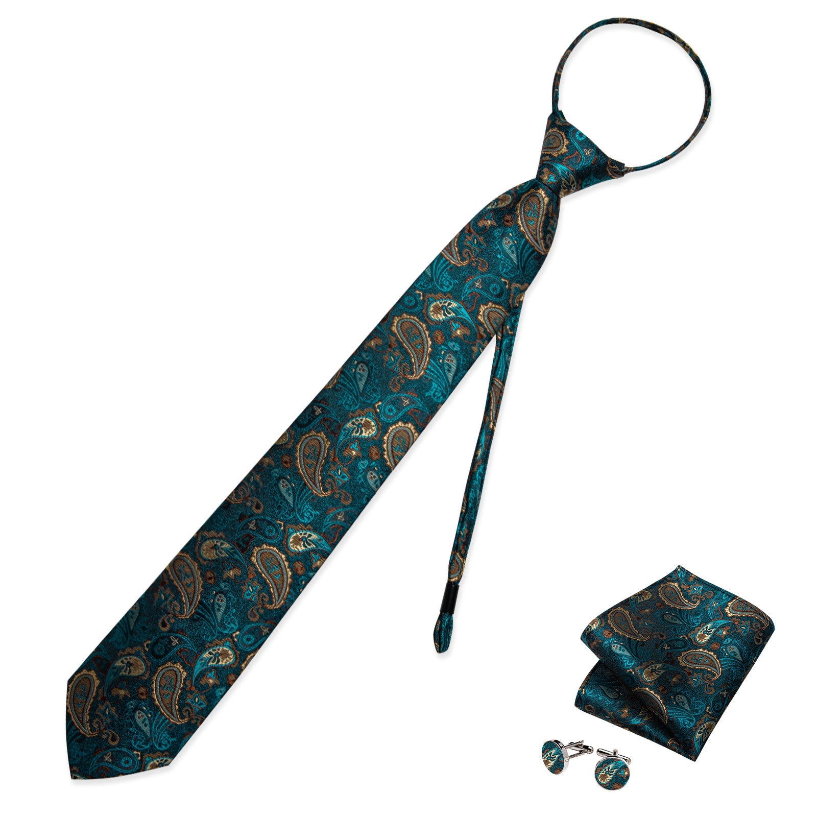GentCrest Blue Paisley Tie Hanky Cufflinks Set - Image 1