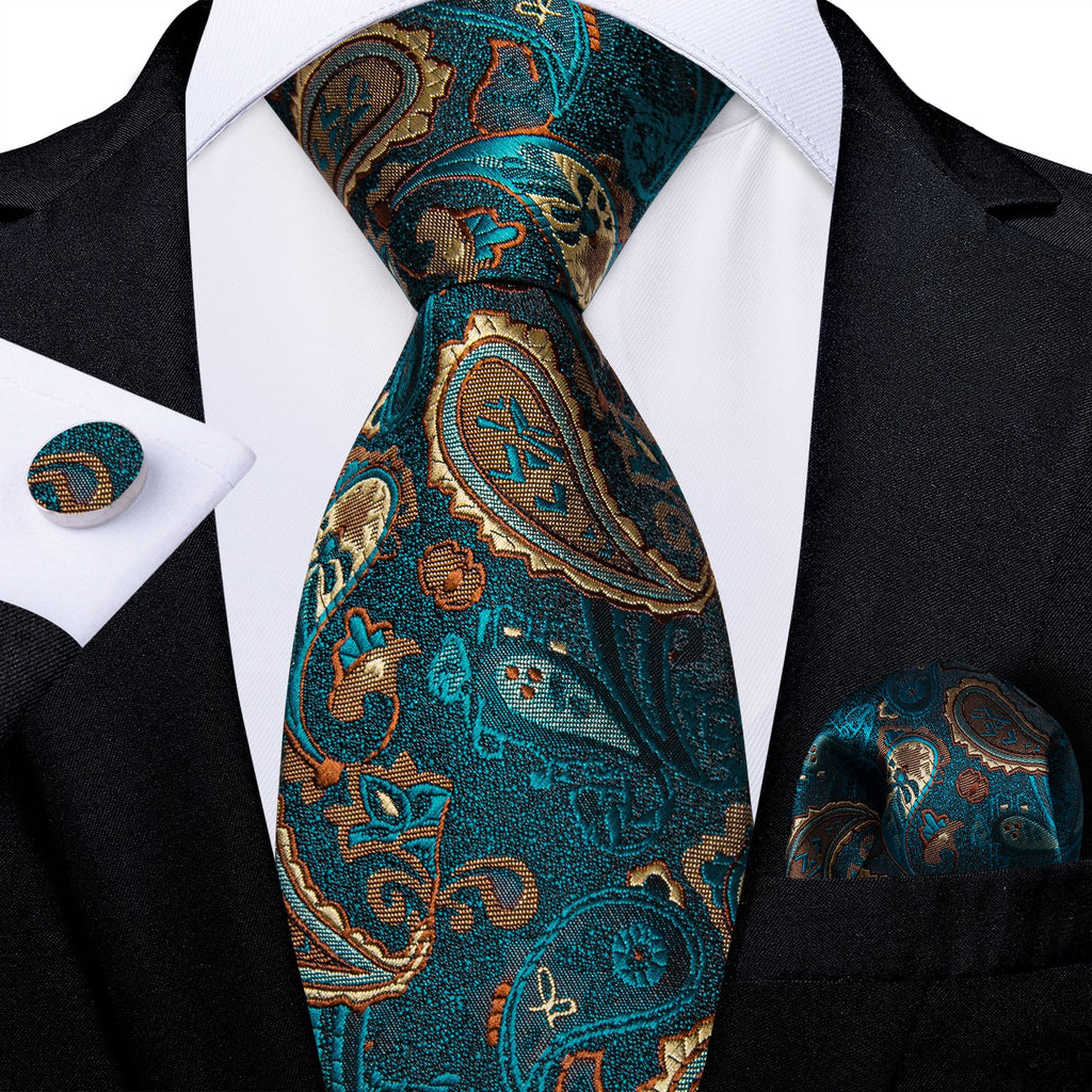 GentCrest Blue Paisley Tie Hanky Cufflinks Set - Image 2