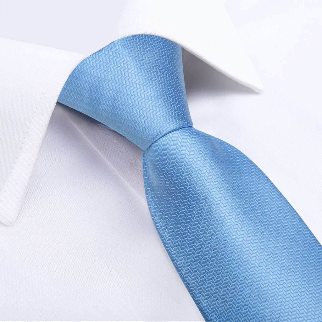 GentCrest Blue Solid Tie Hanky Cufflinks Set - Image 4