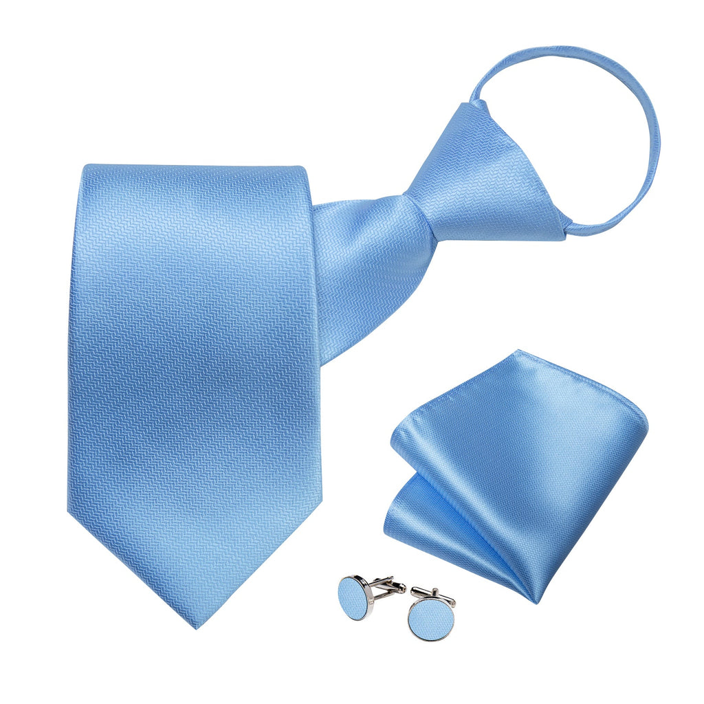 GentCrest Blue Solid Tie Hanky Cufflinks Set - Image 3