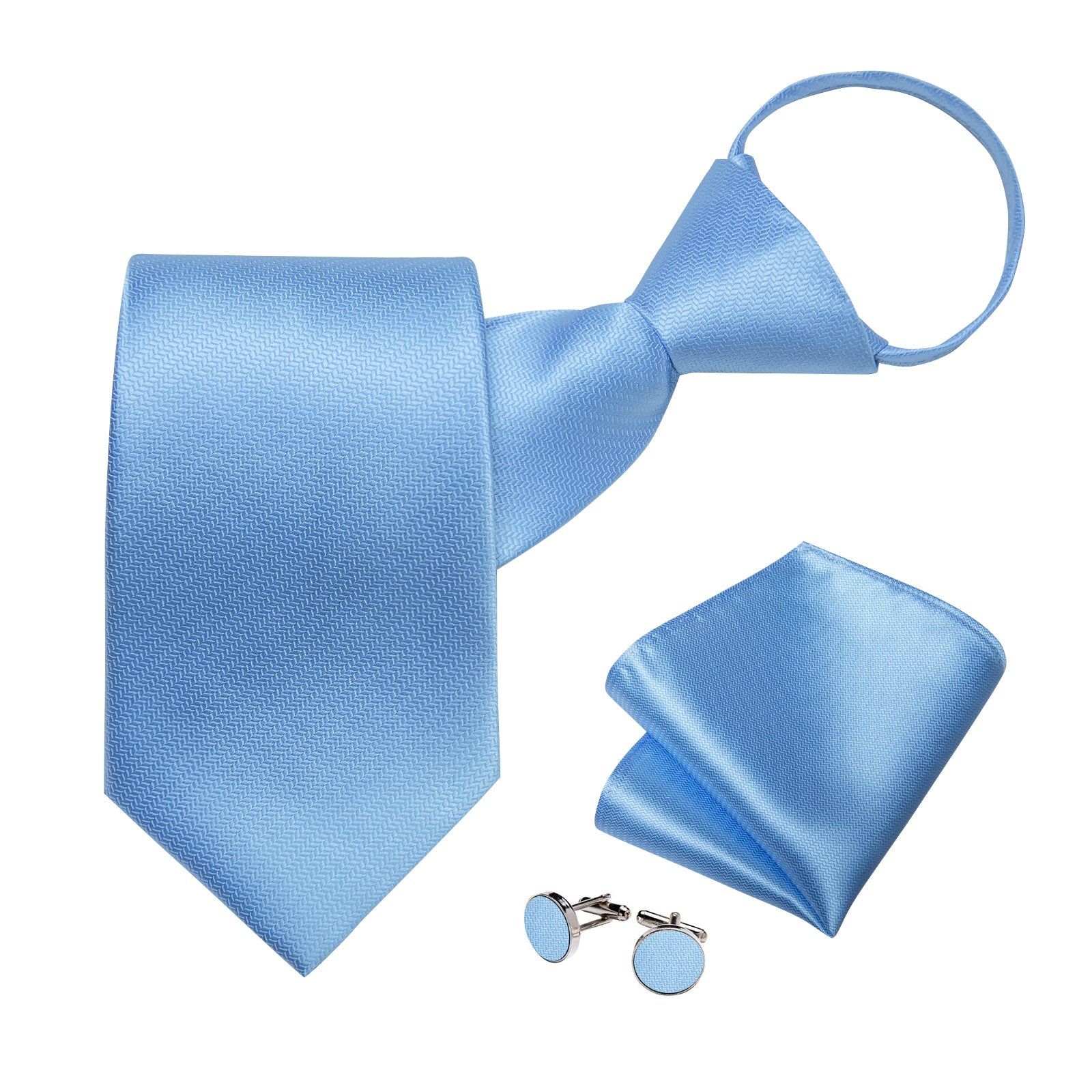 GentCrest Blue Solid Tie Hanky Cufflinks Set - Image 3
